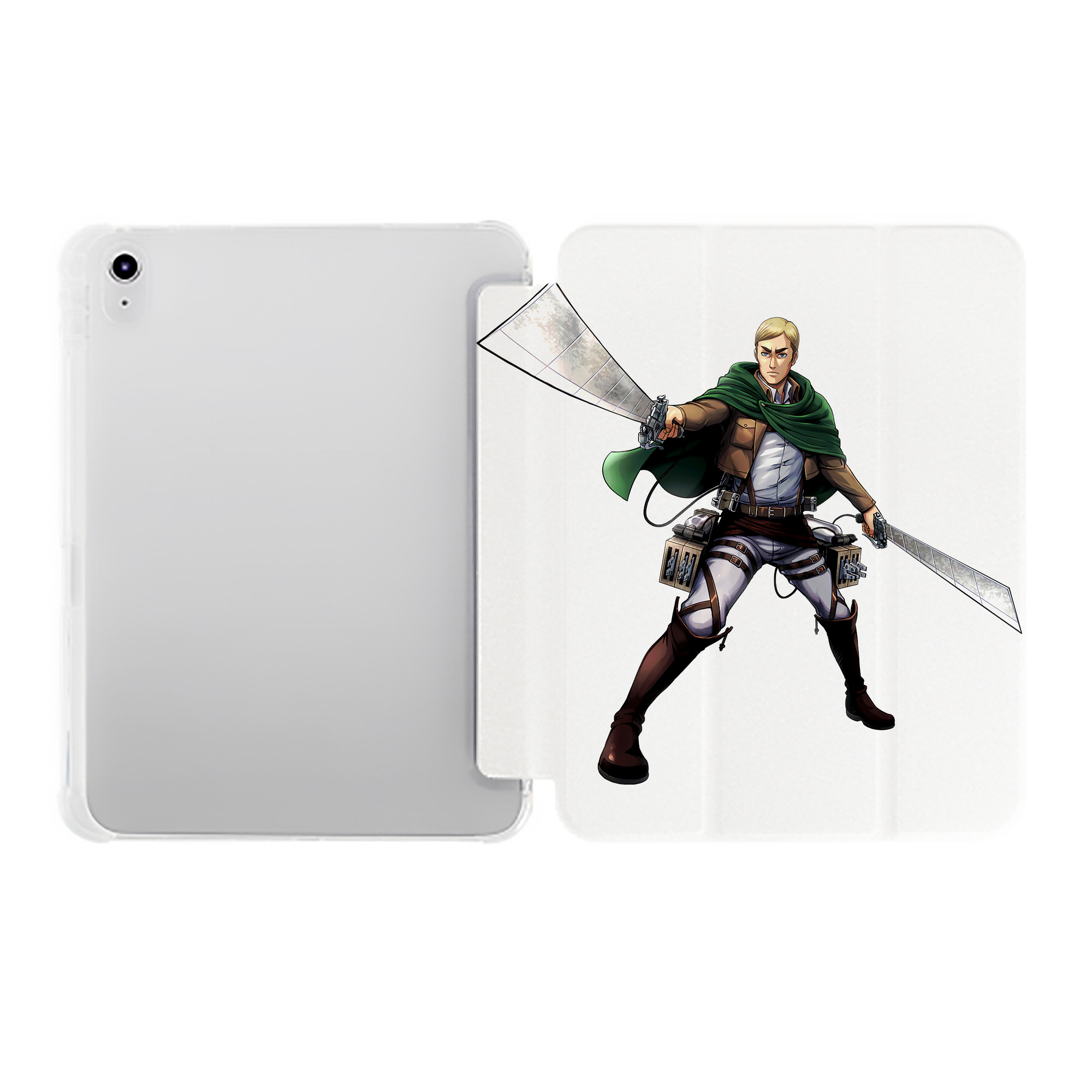 （画像用） 進撃の巨人 エルヴィン・スミス Attack on Titan Erwin Smith IPad ケース ペン収納付き 三つ折りスタンド PUレザー×シリコン 対応機種9.5/10.5/10.9インチ
